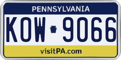 PA license plate KOW9066