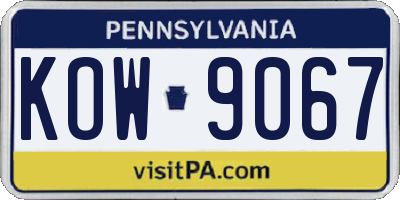 PA license plate KOW9067