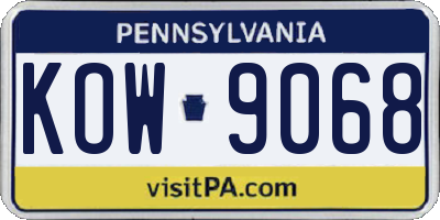 PA license plate KOW9068