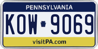 PA license plate KOW9069