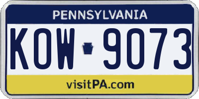 PA license plate KOW9073