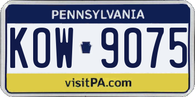 PA license plate KOW9075