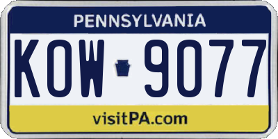 PA license plate KOW9077