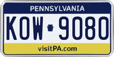 PA license plate KOW9080