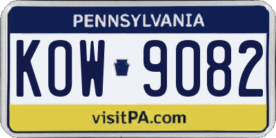 PA license plate KOW9082