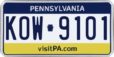 PA license plate KOW9101