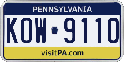 PA license plate KOW9110
