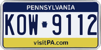 PA license plate KOW9112