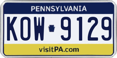 PA license plate KOW9129