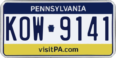 PA license plate KOW9141
