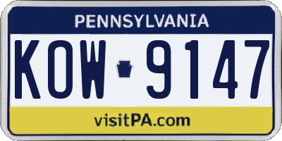 PA license plate KOW9147
