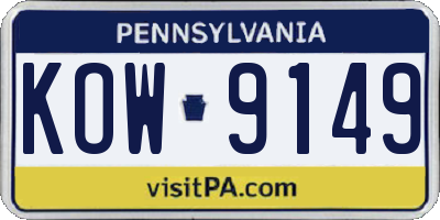 PA license plate KOW9149