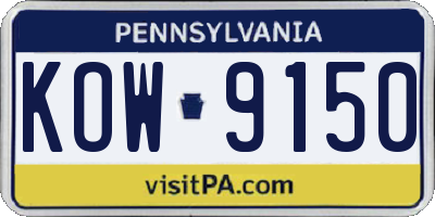 PA license plate KOW9150