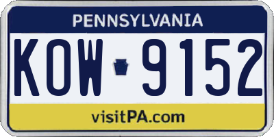 PA license plate KOW9152