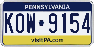 PA license plate KOW9154