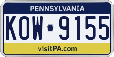 PA license plate KOW9155