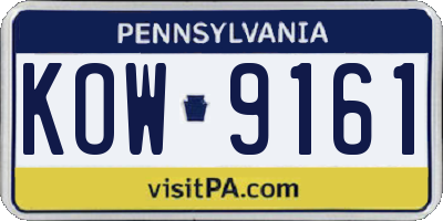 PA license plate KOW9161