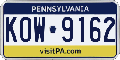 PA license plate KOW9162