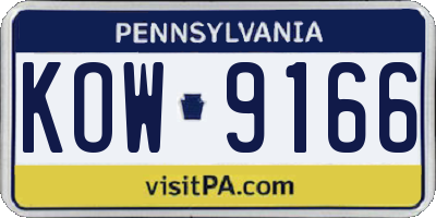 PA license plate KOW9166