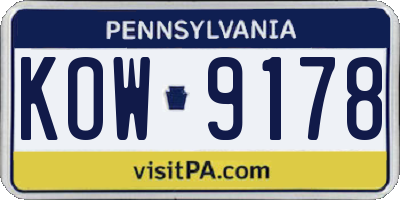 PA license plate KOW9178