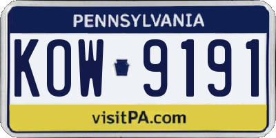 PA license plate KOW9191