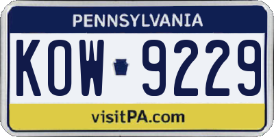 PA license plate KOW9229