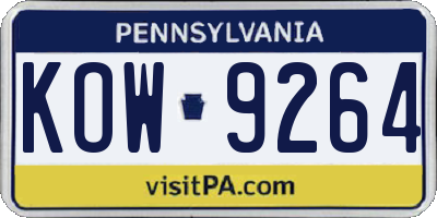 PA license plate KOW9264