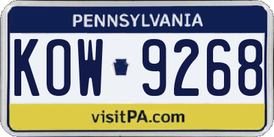 PA license plate KOW9268