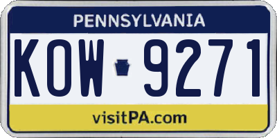 PA license plate KOW9271