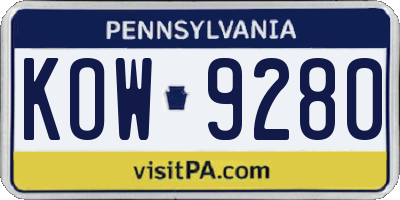 PA license plate KOW9280