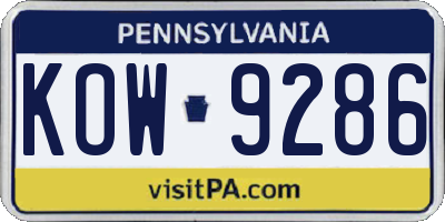 PA license plate KOW9286