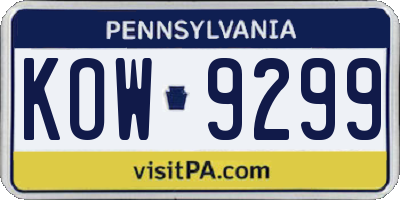 PA license plate KOW9299