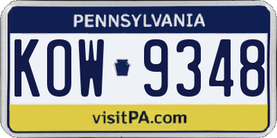 PA license plate KOW9348