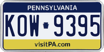 PA license plate KOW9395