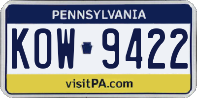 PA license plate KOW9422