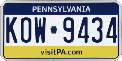 PA license plate KOW9434