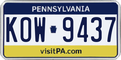 PA license plate KOW9437