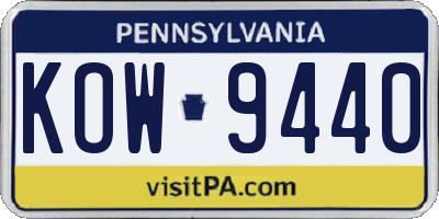 PA license plate KOW9440