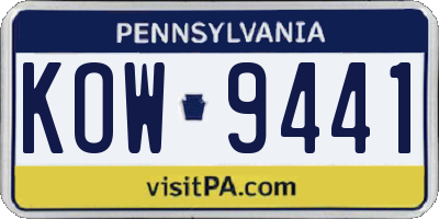 PA license plate KOW9441
