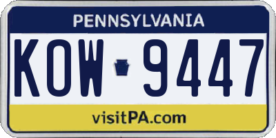 PA license plate KOW9447