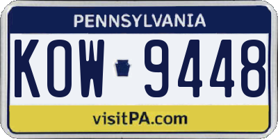 PA license plate KOW9448