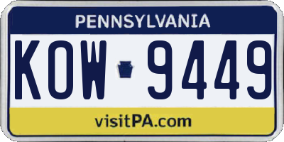 PA license plate KOW9449