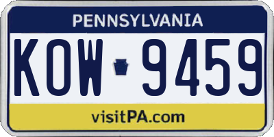 PA license plate KOW9459