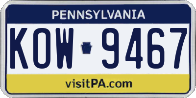 PA license plate KOW9467