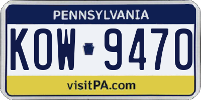 PA license plate KOW9470