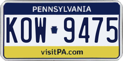 PA license plate KOW9475