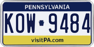 PA license plate KOW9484
