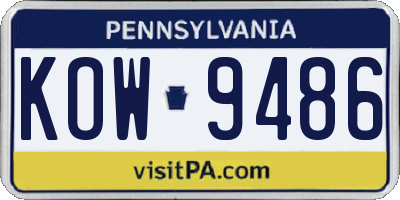 PA license plate KOW9486