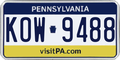 PA license plate KOW9488