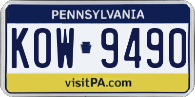 PA license plate KOW9490